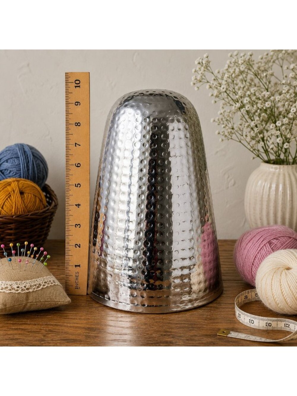 Giant Novelty Thimble Hammered Metal Decor